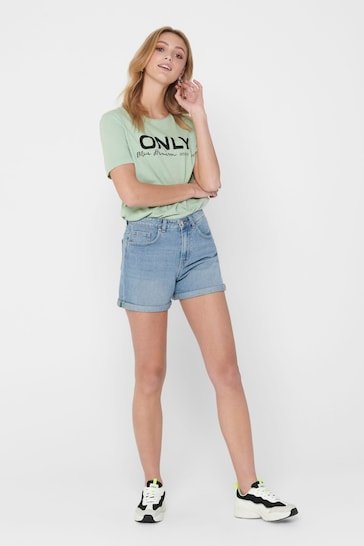 High Waisted Stretch Mom Denim Shorts - PRINDA - Shorts & Skirts - 