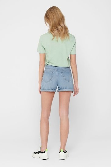 High Waisted Stretch Mom Denim Shorts - PRINDA - Shorts & Skirts - 