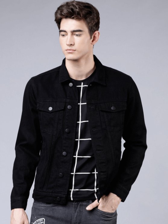 Mens Denim Jacket Black - PRINDA - Denim Jacket - 