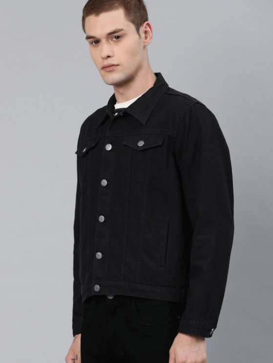 Mens Denim Jacket Black - PRINDA - Denim Jacket - 