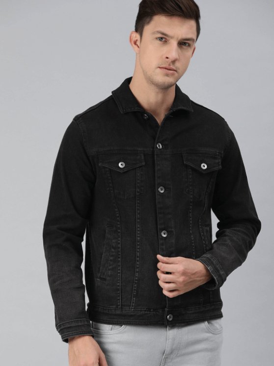 Mens Denim Jacket Black - PRINDA - Denim Jacket - 