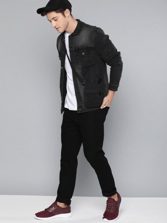 Mens Denim Jacket Black - PRINDA - Denim Jacket - 