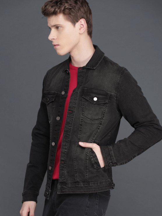Mens Denim Jacket Black - PRINDA - Denim Jacket - 
