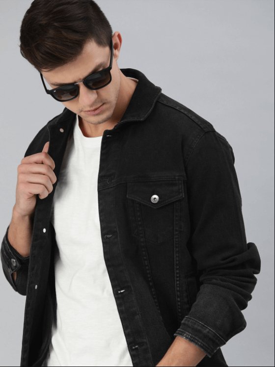 Mens Denim Jacket Black - PRINDA - Denim Jacket - 