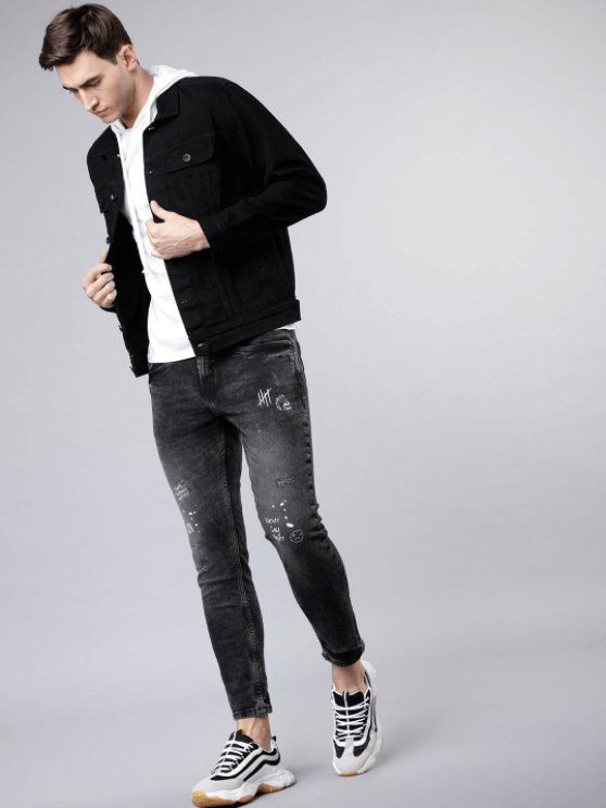 Mens Denim Jacket Black - PRINDA - Denim Jacket - 