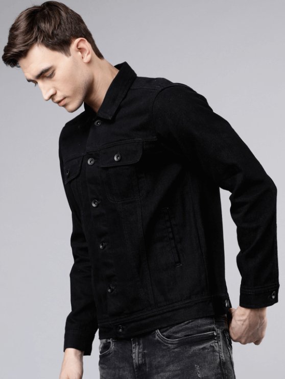 Mens Denim Jacket Black - PRINDA - Denim Jacket - 