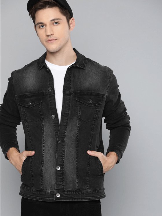Mens Denim Jacket Black - PRINDA - Denim Jacket - 