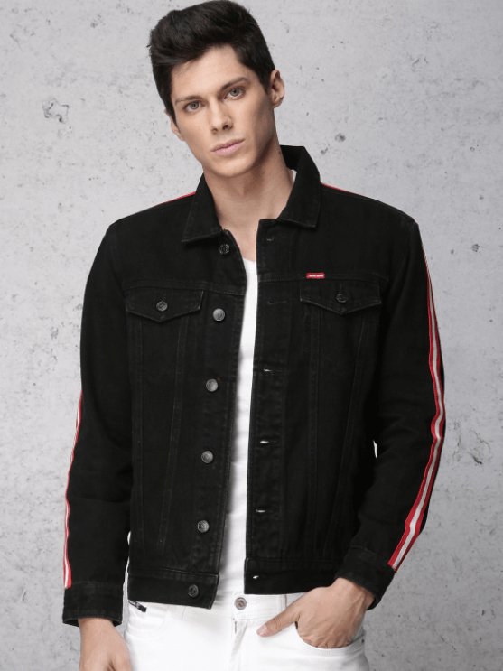 Mens Denim Jacket Black - PRINDA - Denim Jacket - 