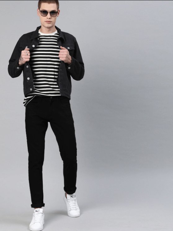 Mens Denim Jacket Black - PRINDA - Denim Jacket - 