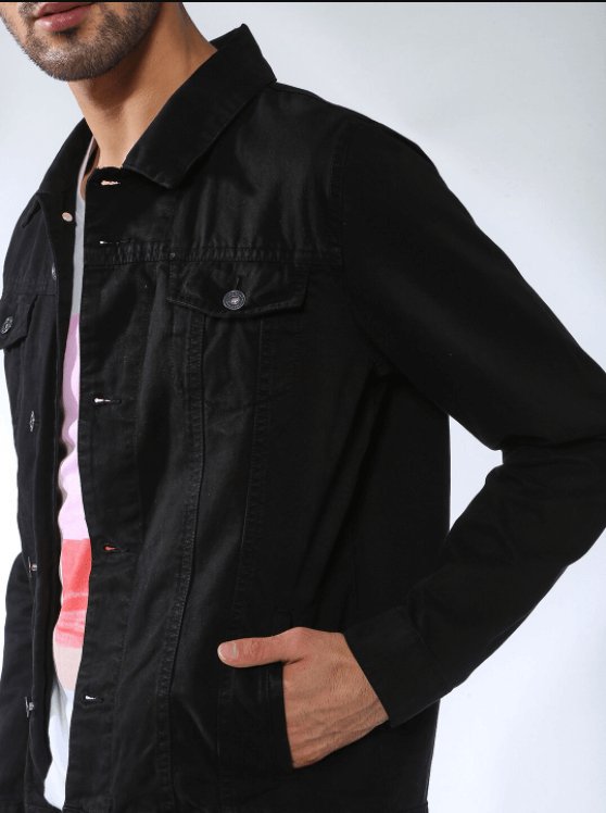 Mens Denim Jacket Black - PRINDA - Denim Jacket - 