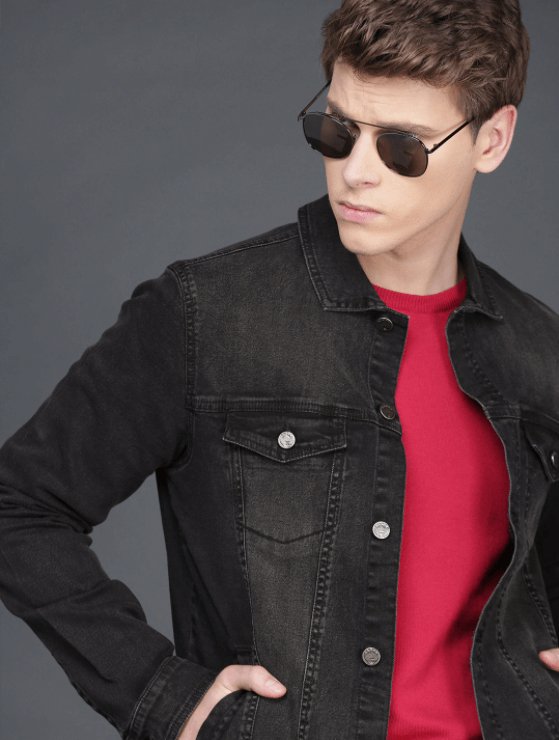 Mens Denim Jacket Black - PRINDA - Denim Jacket - 