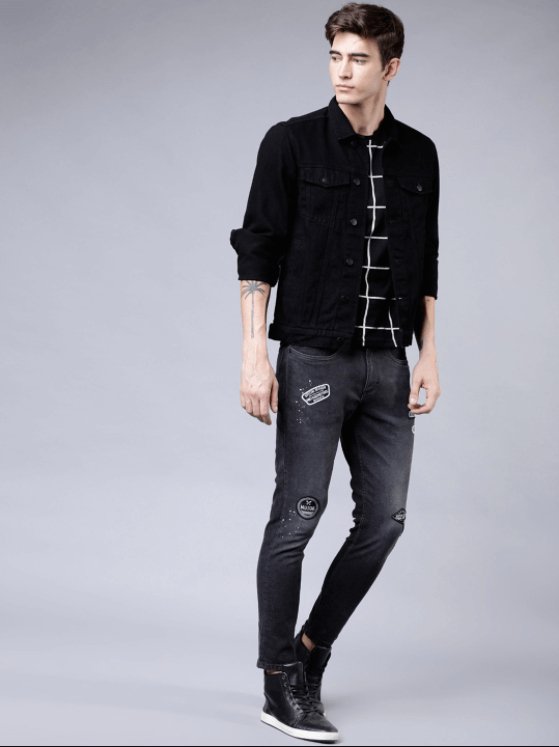 Mens Denim Jacket Black - PRINDA - Denim Jacket - 
