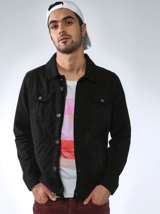 Mens Denim Jacket Black - PRINDA - Denim Jacket - 