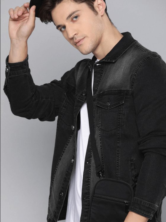 Mens Denim Jacket Black - PRINDA - Denim Jacket - 