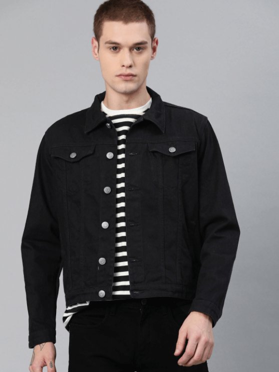 Mens Denim Jacket Black - PRINDA - Denim Jacket - 
