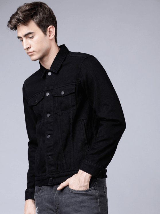 Mens Denim Jacket Black - PRINDA - Denim Jacket - 