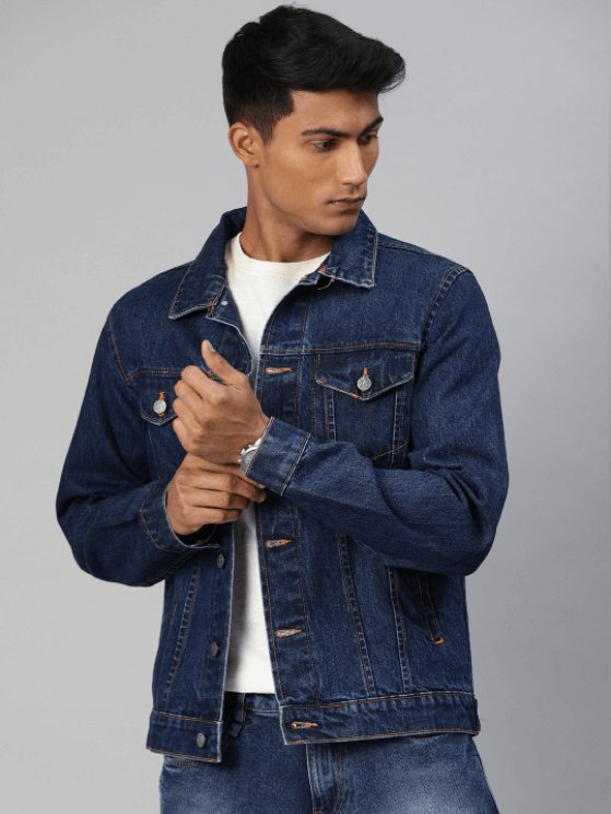 Mens Denim Jacket Dark Blue - PRINDA - Denim Jacket - 