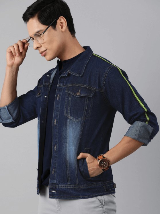 Mens Denim Jacket Dark Blue - PRINDA - Denim Jacket - 