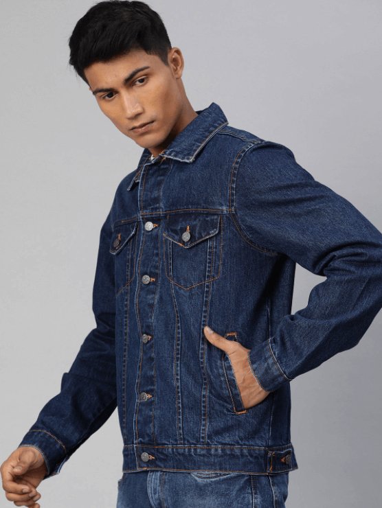 Mens Denim Jacket Dark Blue - PRINDA - Denim Jacket - 