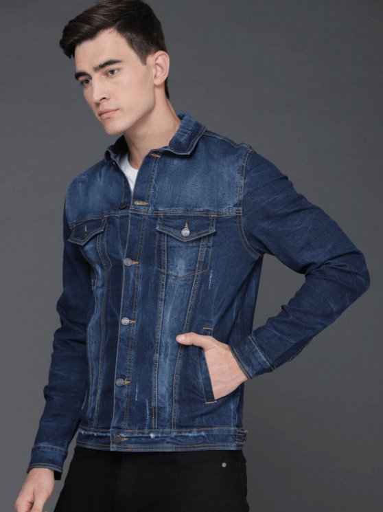 Mens Denim Jacket Dark Blue - PRINDA - Denim Jacket - 