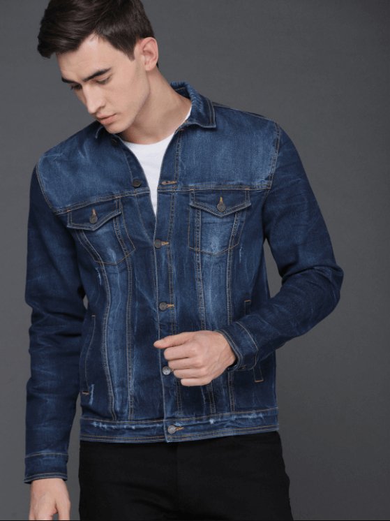 Mens Denim Jacket Dark Blue - PRINDA - Denim Jacket - 