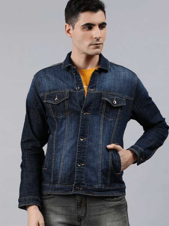 Mens Denim Jacket Dark Blue - PRINDA - Denim Jacket - 