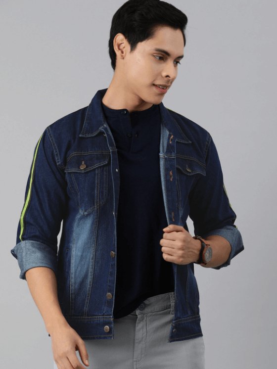 Mens Denim Jacket Dark Blue - PRINDA - Denim Jacket - 