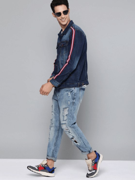 Mens Denim Jacket Dark Blue - PRINDA - Denim Jacket - 