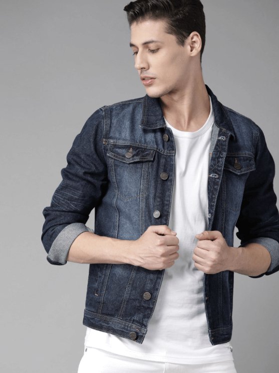 Mens Denim Jacket Dark Blue - PRINDA - Denim Jacket - 