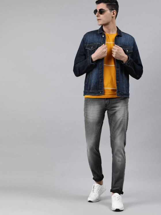 Mens Denim Jacket Dark Blue - PRINDA - Denim Jacket - 