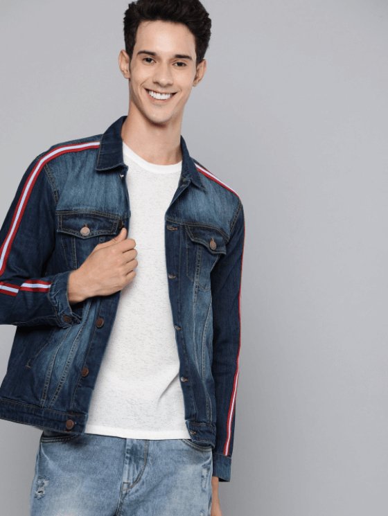 Mens Denim Jacket Dark Blue - PRINDA - Denim Jacket - 