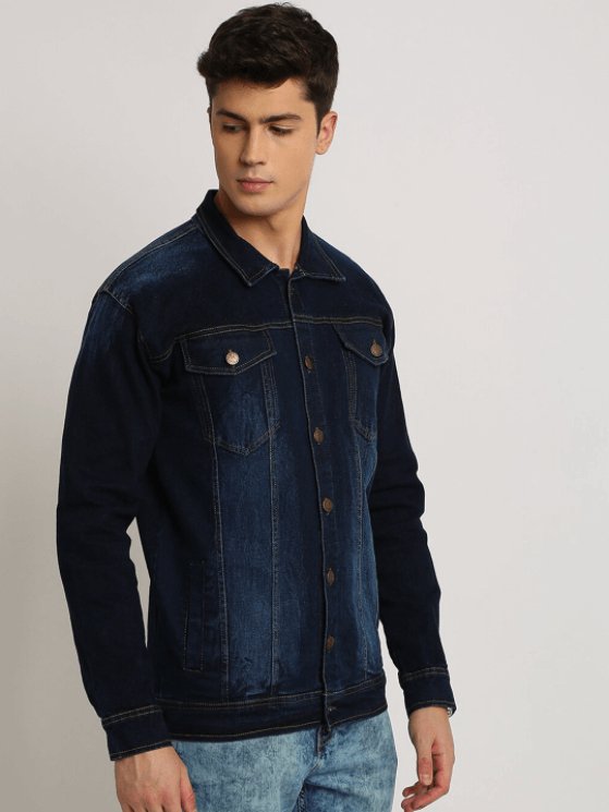 Mens Denim Jacket Dark Blue - PRINDA - Denim Jacket - 