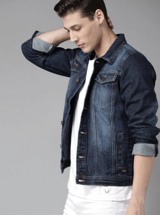 Mens Denim Jacket Dark Blue - PRINDA - Denim Jacket - 