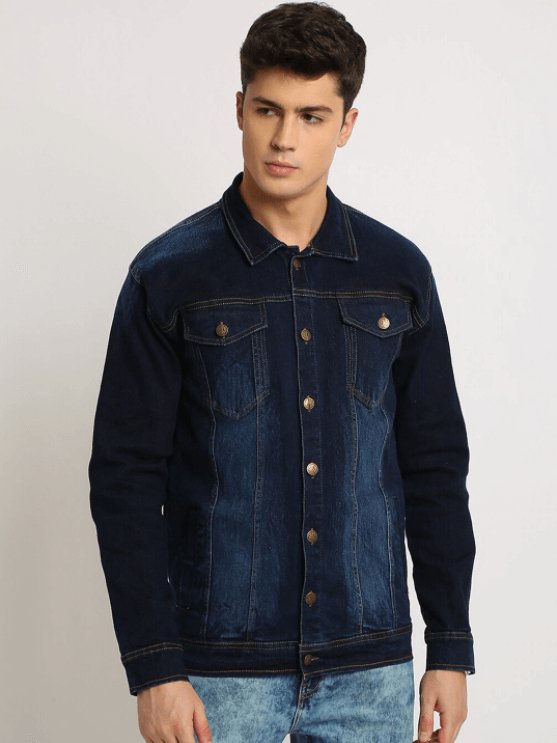 Mens Denim Jacket Dark Blue - PRINDA - Denim Jacket - 