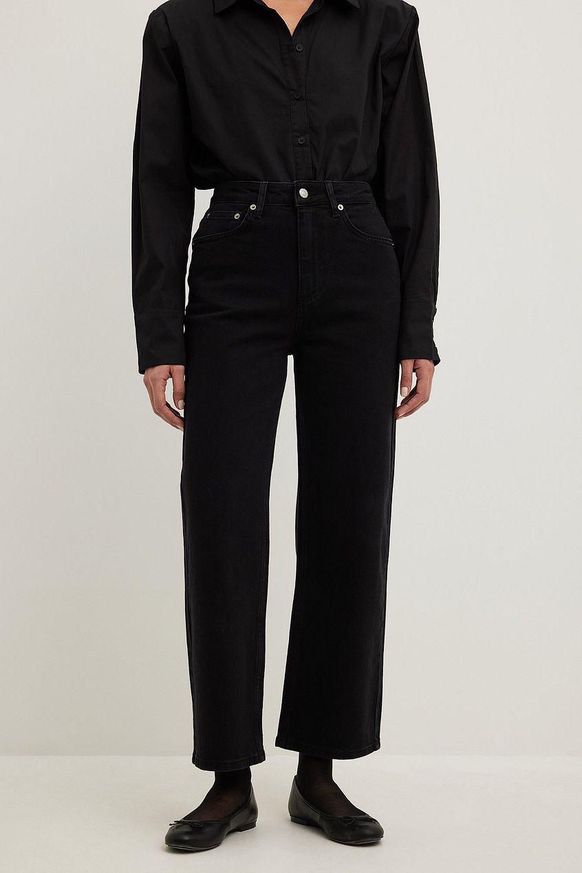 Straight High Waist Cropped Jeans For Womens