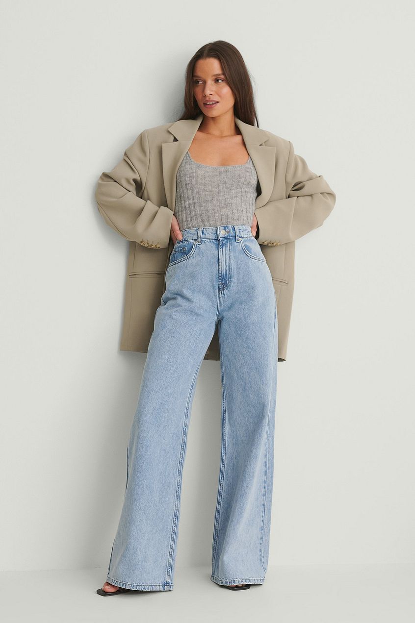 Organic Soft Rigid Wide Jeans For Womens - PRINDA - Jeans - 