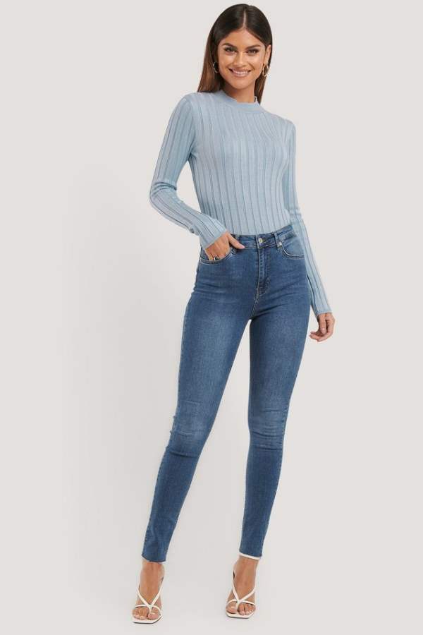 Skinny Fit Mid - Rise Clean Look Stretchable Jeans - PRINDA - Jeans - 