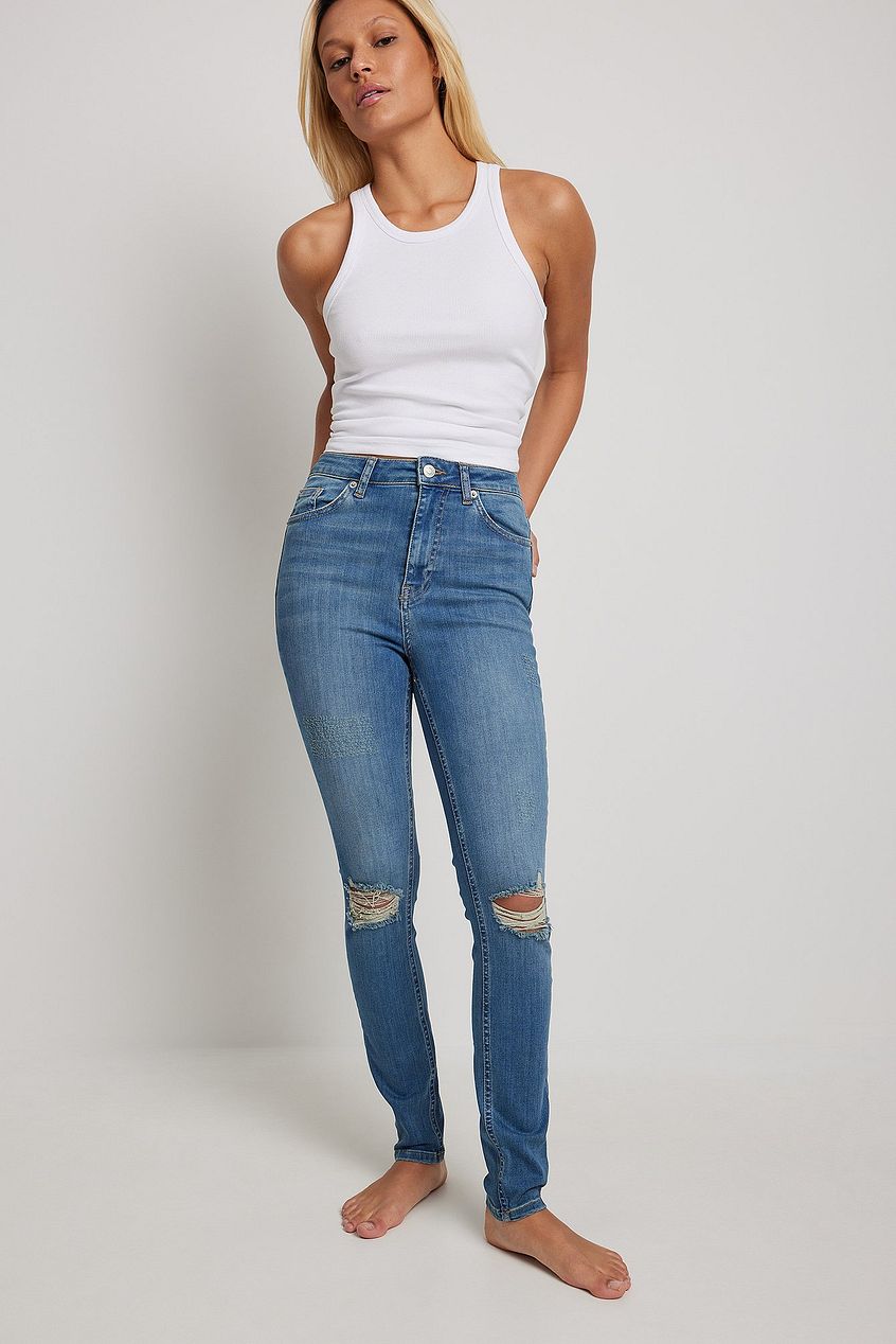 Skinny High Waist Destroyed Jeans For Womens - PRINDA - Jeans - 